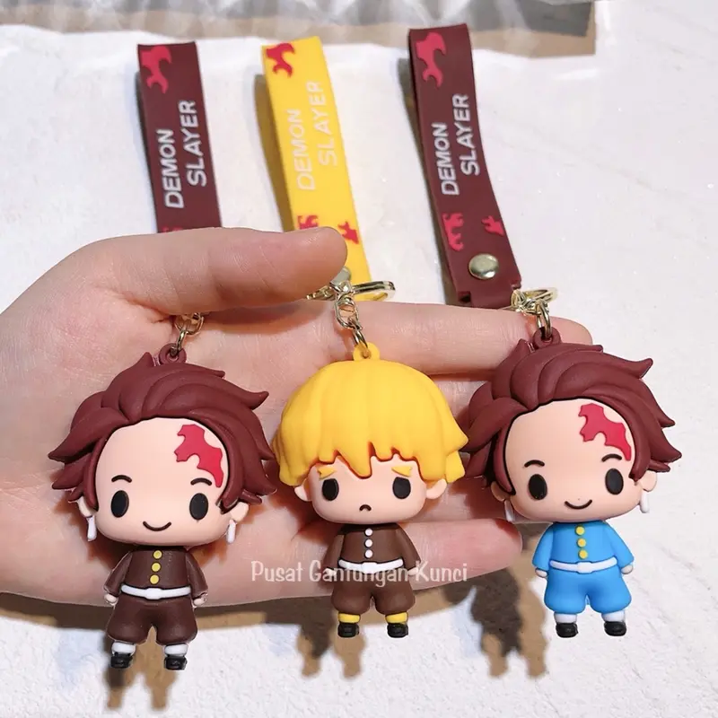 Gantungan Kunci Karakter Lucu Gemoy Demon Slayer Kartun Anime Tas HP Tali Kunci Hadiah Souvenir keychain y2k backpack 2