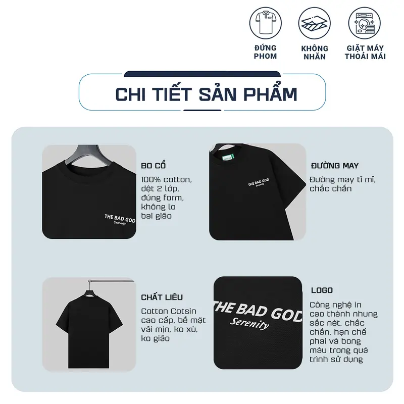 [MUA 2 GIẢM 5%] Áo Thun Cổ Tròn Nam The Bad God Serenity Chất Liệu COTSYN In Cao Thành - Menswear - BST Áo thun năm 2025 1