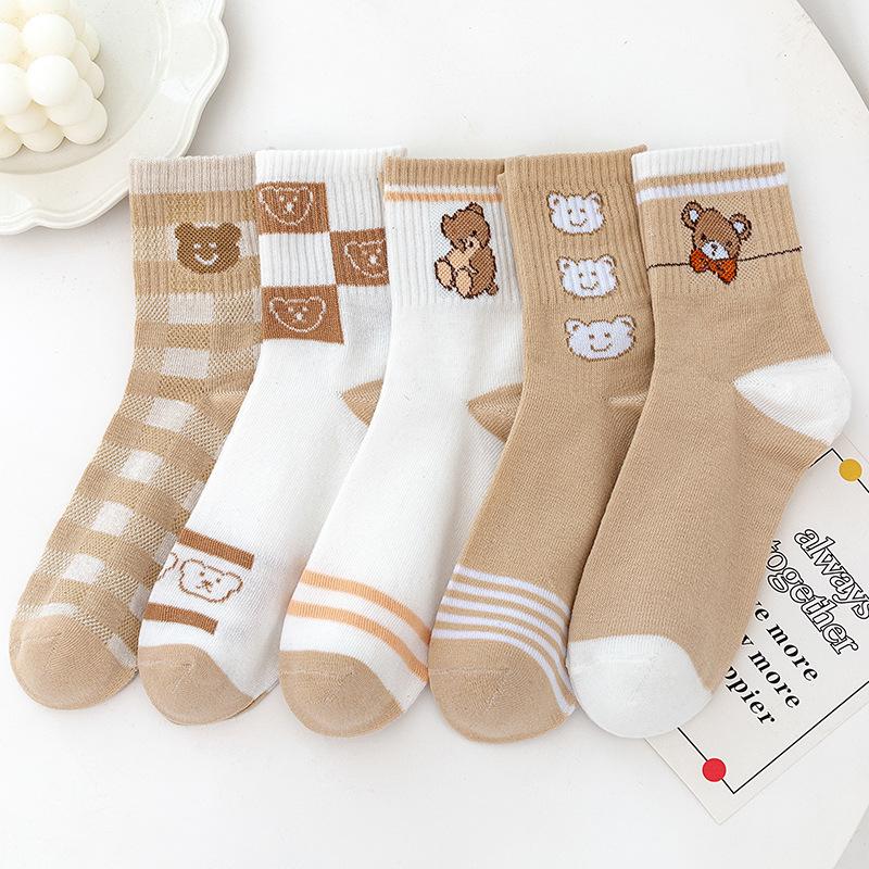 KS42 Kaos Kaki Pria Wanita Motif Bear Bear Kaos Kaki Panjang Beruang Fashion Korea 0