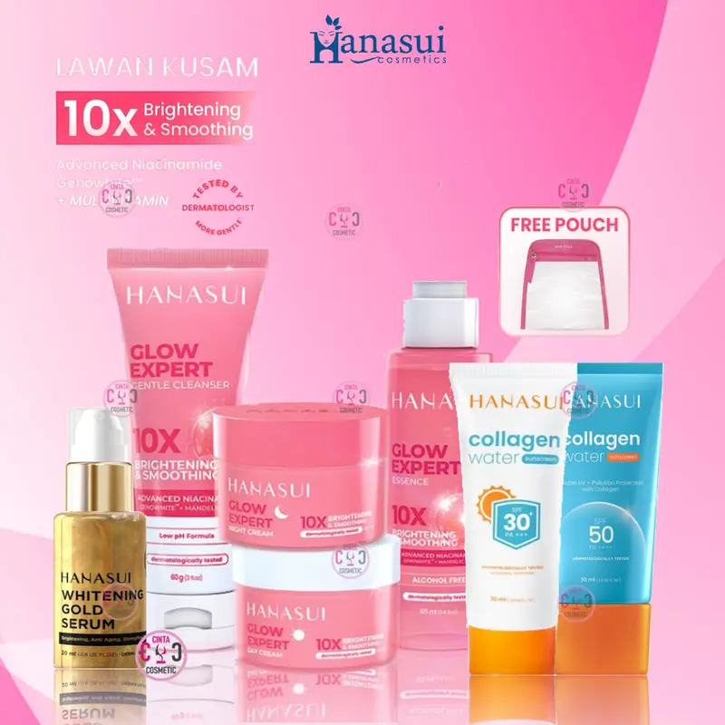 HANASUI Paket Glow Expert & Serum+Sunscreen | Bebas Alkohol | Semua Jenis Kulit | Untuk Kulit Kusam | Kulit Jadi Glowing 0