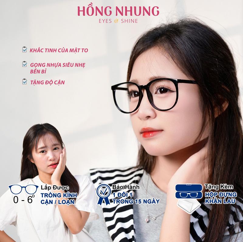  Gọng kính cận nữ chất liệu nhựa dẻo from tròn bầu to dành cho mặt vừa và to mã M25 cắt độ cận free - Women Mắt Kính MATKINHHONGNHUNG 