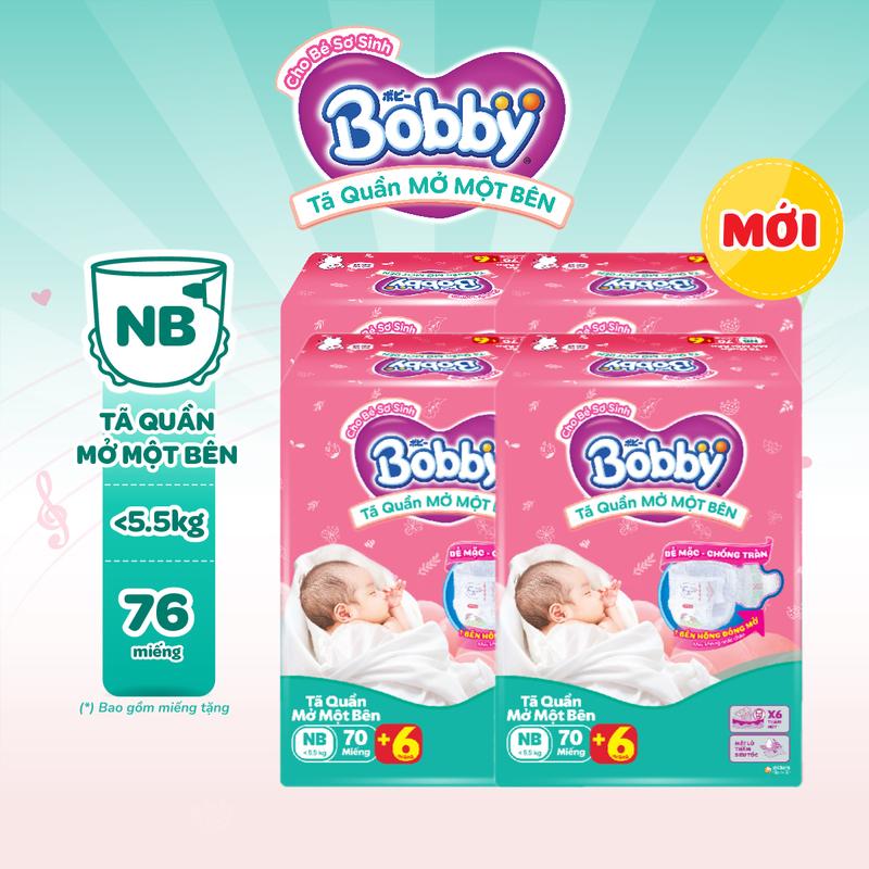 [COMBO 4] Bobby Tã/bỉm quần Mở Một Bên size NB70+6/S80/S-M 62 miếng [MỚI]