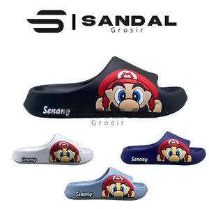 Sandal Slop anak Laki Laki Karakter Super Mario Bros Anti Slip Bahan Karet 2318C-1