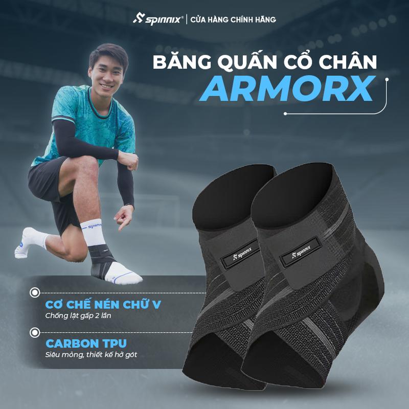 Băng cổ chân thể thao Spinnix ArmorX mỏng nhẹ quấn chữ V hỗ trợ cổ chân ổn định