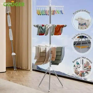 COOGER RAK JEMURAN BAJU BAYI | RAK JEMURAN 24KLIP 3 TINGKAT | BAHAN STAINLESS STEEL SERBAGUNA | best seller
