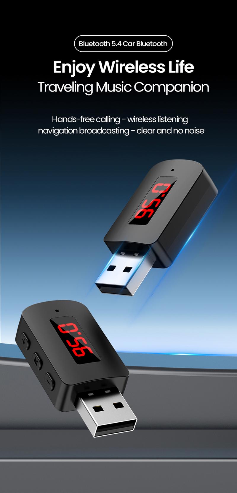 Product Introduction of Bộ Chuyển Đổi AUX trên ô tô Bluetooth không dây, Bộ Thu Âm Thanh BT5.4, Máy phát FM trên ô tô, Bộ Chuyển Đổi âm thanh âm Nhạc 11