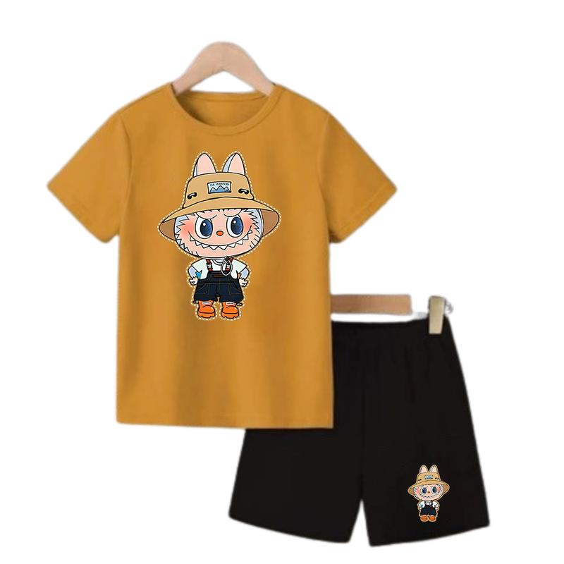 SETELAN ANAK-ANAK COWOK DAN CEWEK MOTIF LABUBU  / BAJU ANAK-ANAK LAKI - LAKI DAN PEREMPUAN / KAOS ANAK SET ANAK PRIA DAN WANITA / LB FARMER 2