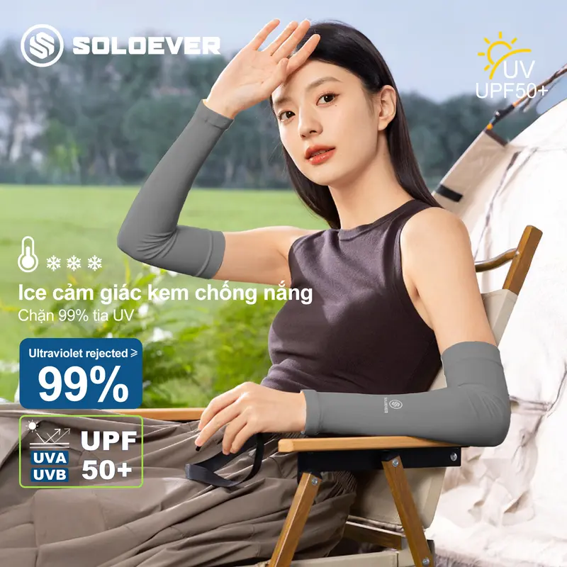 【2 Đôi】 Tay Áo Chống Nắng Chống Tia UV UPF50+ - Tay chống nắng đa - Dùng Ngoài Trời - Soloever Hàn Quốc - Unisex - Bao Tay - Phù Hợp Đạp Xe 1