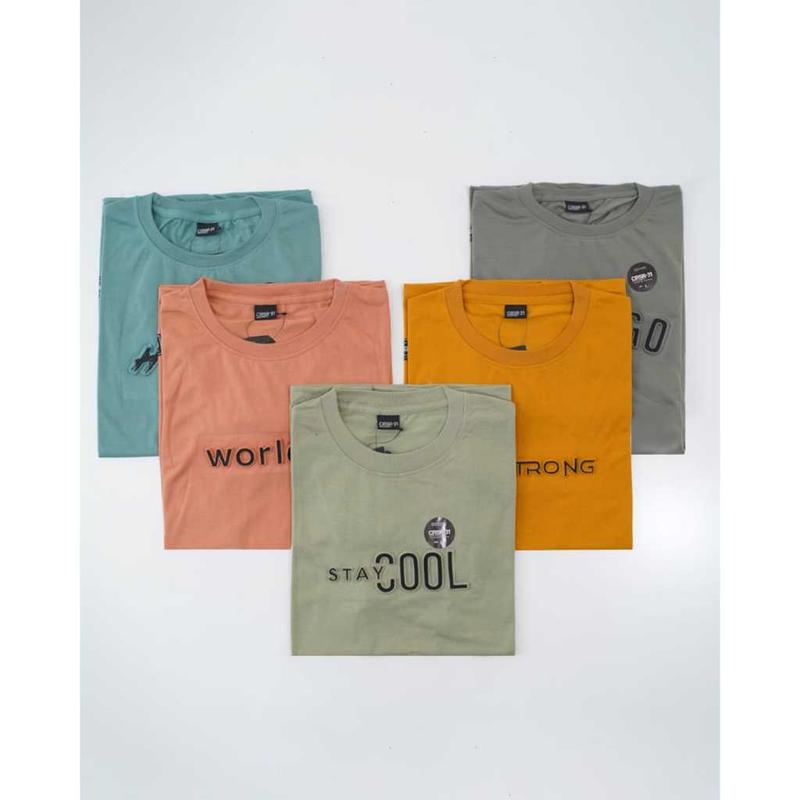 Paket kaos 4pcs MOTIF EMBOSS/SABLON TIMBUL /kaos/kaos cowok/kaos distro bahan semi katun premium 7