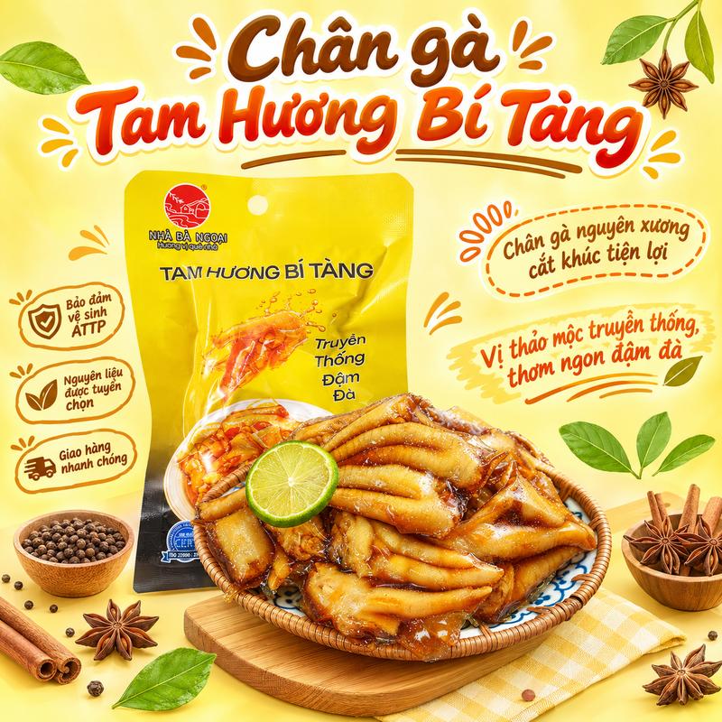 Combo Chân Gà Cay Tam Hương Bí Tàng 35g Ăn Liền - Chân Gà Nhà Bà Ngoại - Chân…