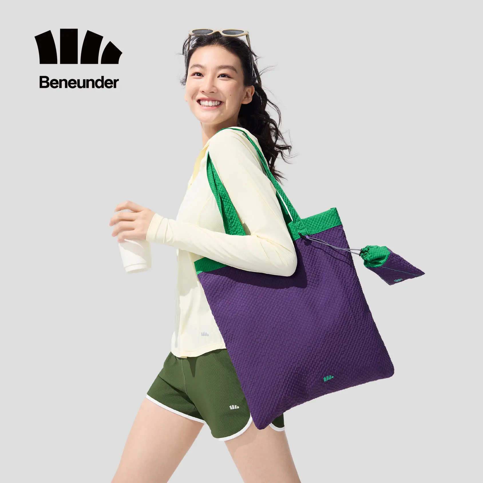 Beneunder GP155 Compact Shoulder Bag, 64g Skin-Friendly Foldable Design & Wide Strap, 16L Daily Carry for Commuters, Grocery/Gym