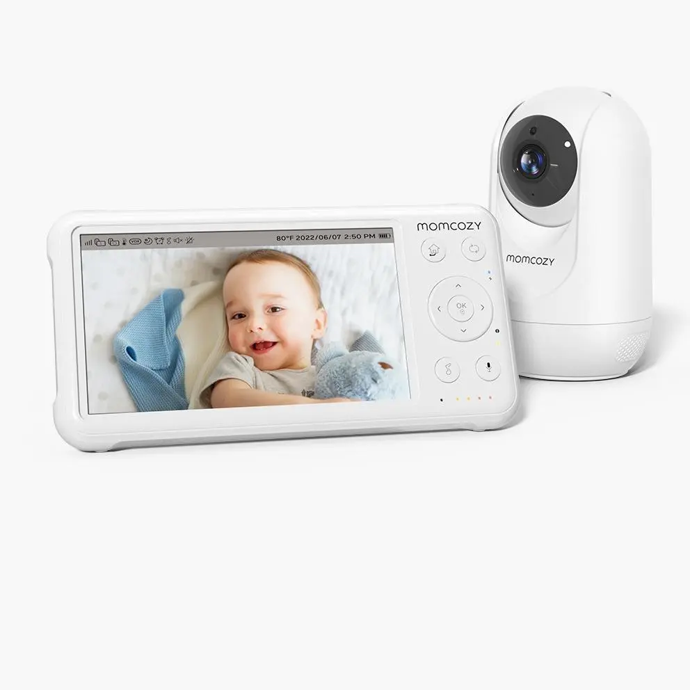 Momcozy Video Baby Monitor, 1080P 5" HD Baby Monitor with Camera & Wall Mount, Infrared Night Vision, 5000mAh Battery, 2-Way Audio, Temperature Sensor, Lullabies, 960ft Range, Ideal for New Moms, BM01