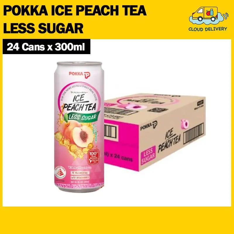 Pokka Ice Peach Tea Less Sugar Can (24 x 300ml)