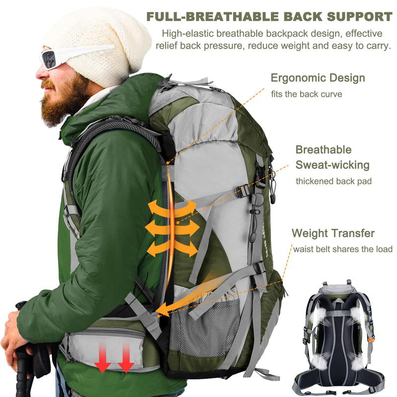 TikTok Shop 50L Hiking Backpack Waterproof Camping Essentials Bag with Rain Cover 45 5 Liter Lightweight Backpacking Back Pack