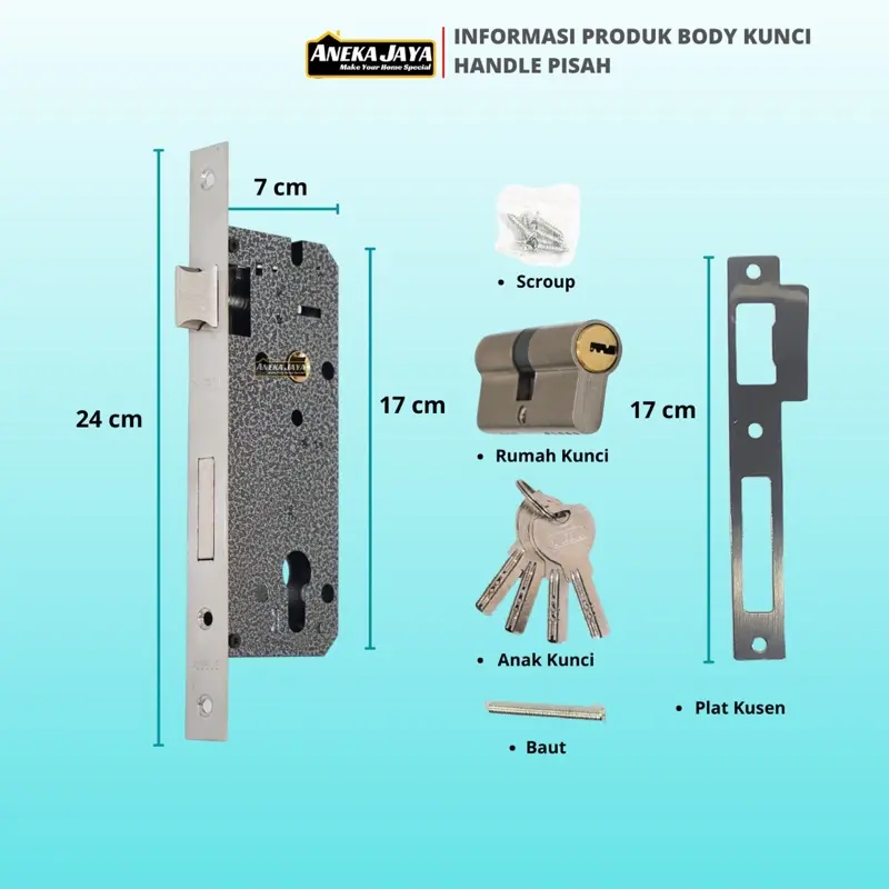 Handle Kunci Pintu Misah 24 cm Hitam Doff Gagang Utama dan Kamar 4