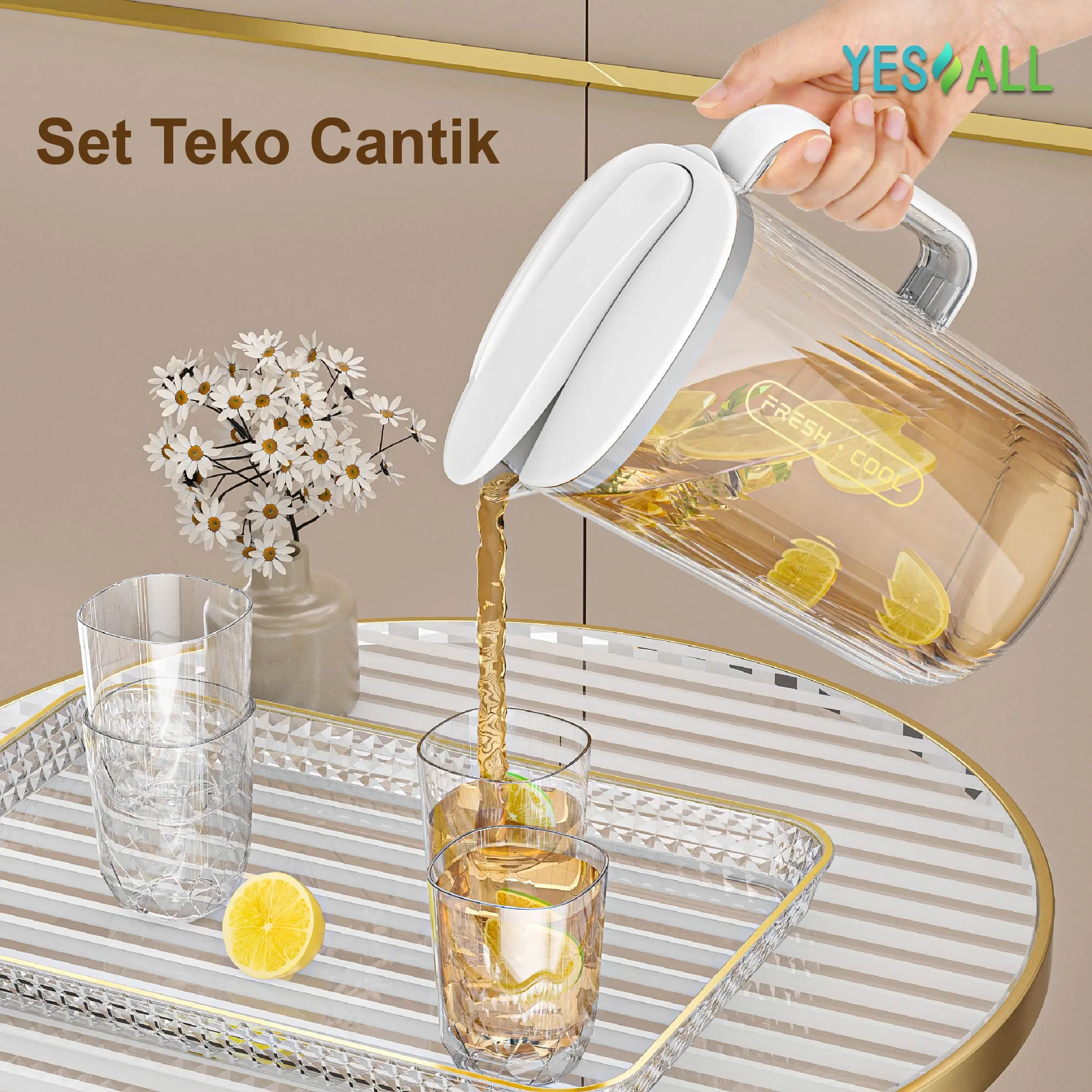 YESALL Teko Air Minum 2.2 Liter Besar Water Jug Air Minum Botol Air Minum Kulkas  Aesthetic Food Grade Teko Pitcher Minuman Water Kettle Serba Guna Teko Air Minum Transparan Water Jug Estetik Teko Multifungsi Transparant Aesthetic