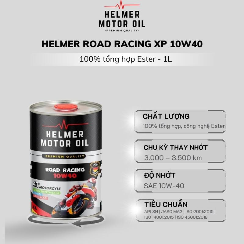 Dầu nhớt xe PKL HELMER Road Racing XP 10W40 - 100% tổng hợp Ester - 1L