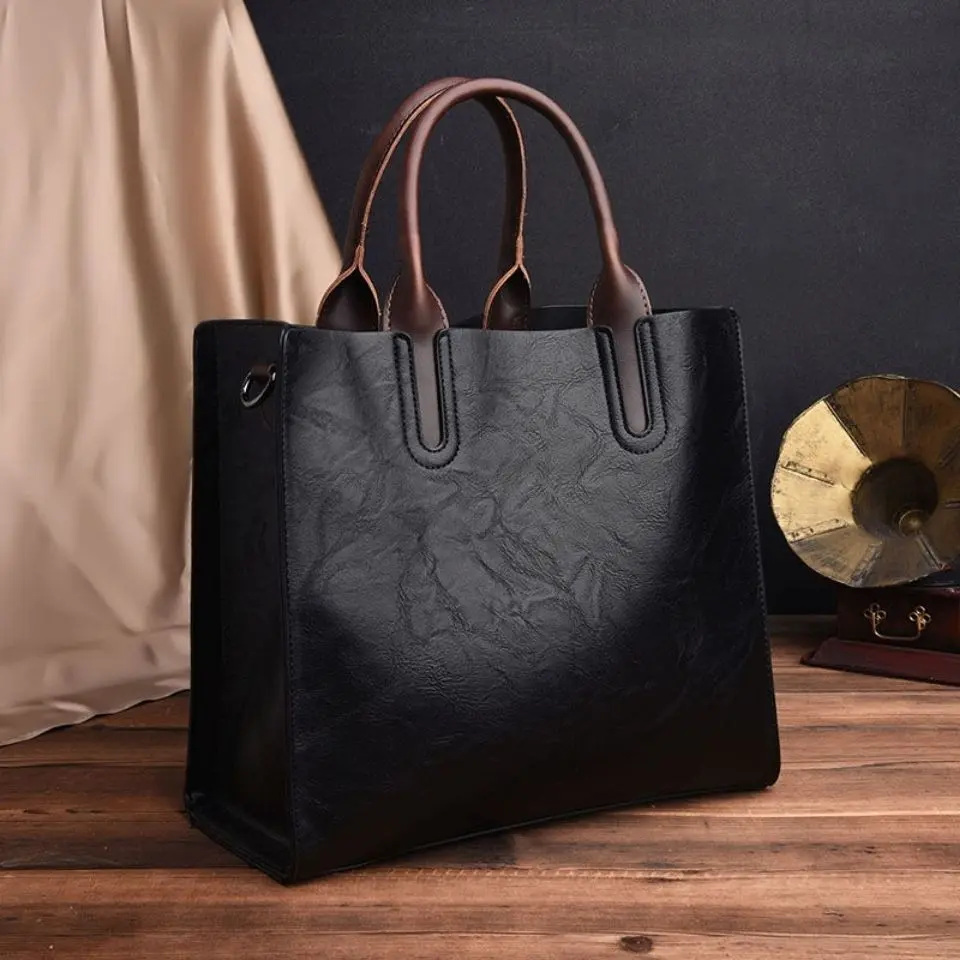 Brand Exclusive Genuine Leather Retro Bag Women's New Simple Elegant Handbag Professional Briefcase Large Capacity Women's Bag