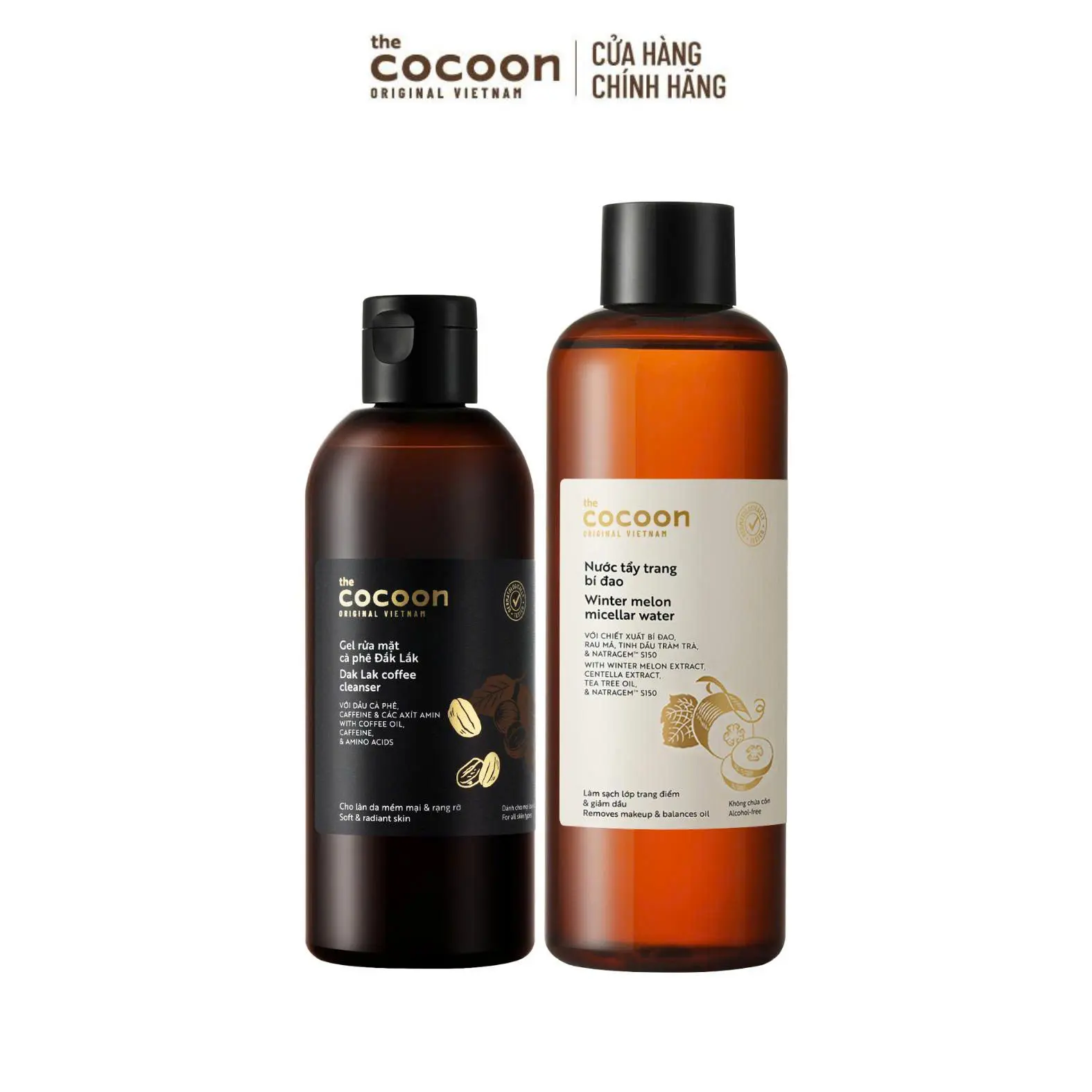 Ảnh đại diện COMBO 1 Bigsize Gel rửa mặt cà phê Đắk Lắk Cocoon cho làn da tươi mới và rạng rỡ 310ml + 1 Bigsize Nước tẩy trang bí đao 500ml