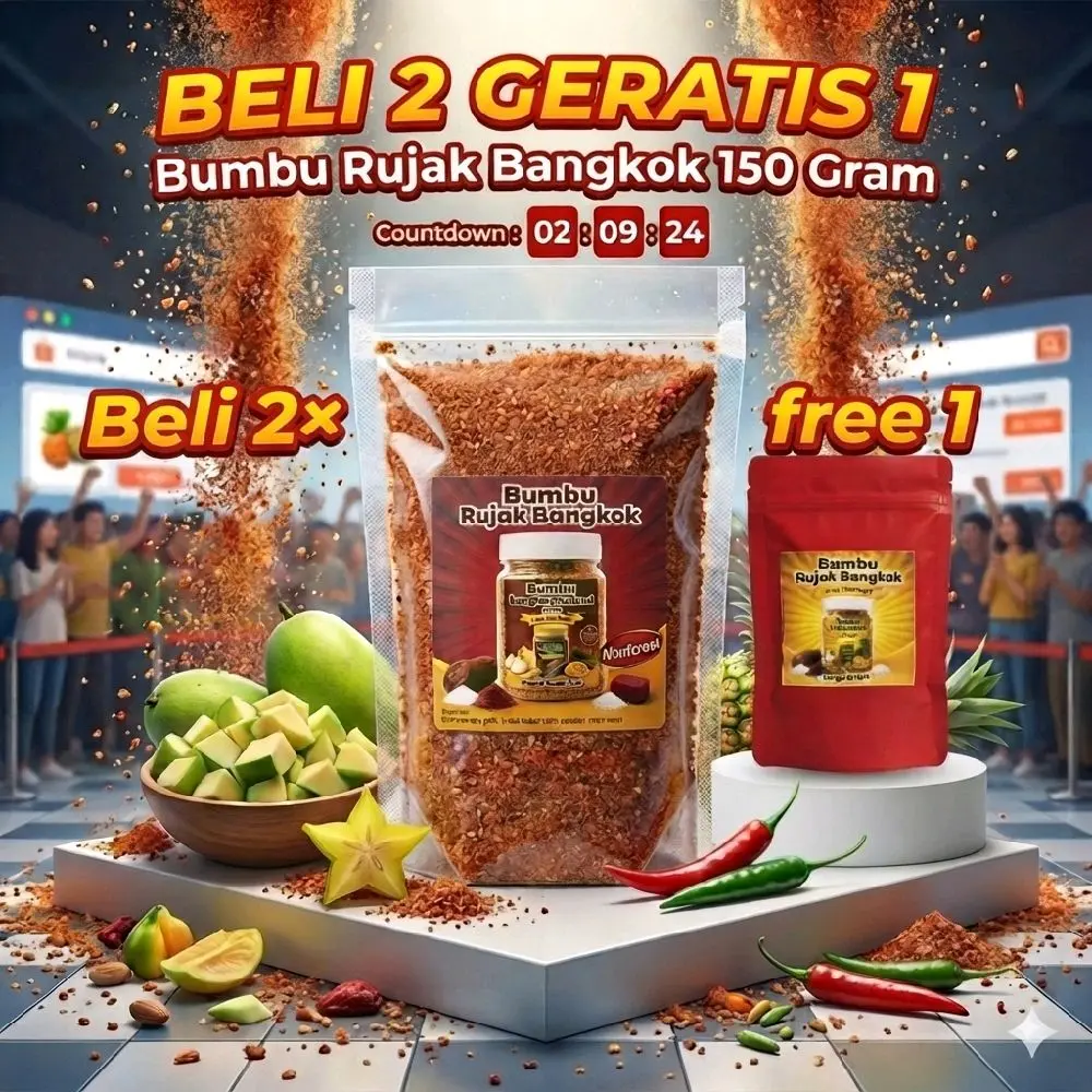 Beli 2 Geratis 1 Bumbu Rujak Bangkok 150 Gram Pedas Manis Asin Varian Terasi merah&Nonterasi