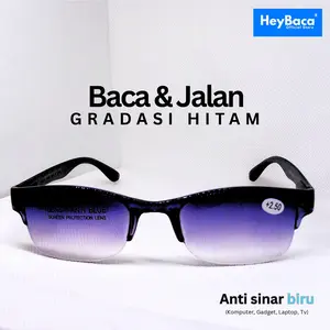 HeyBaca - Model Hitam Gradasi Kacamata Baca & Jalan | Lensa Double Focus | Antiradiasi | Frame Per | Warna Hitam Uniseks Usia 35 sd 80 Tahun Anti UV 420 Blueray