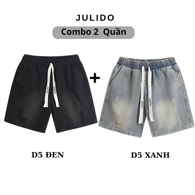 COMBO 2 Quần short jean nam JULIDO co giãn thoải mái S Black_T2 Chất liệu Denim bền đẹp Size M L XL XXL