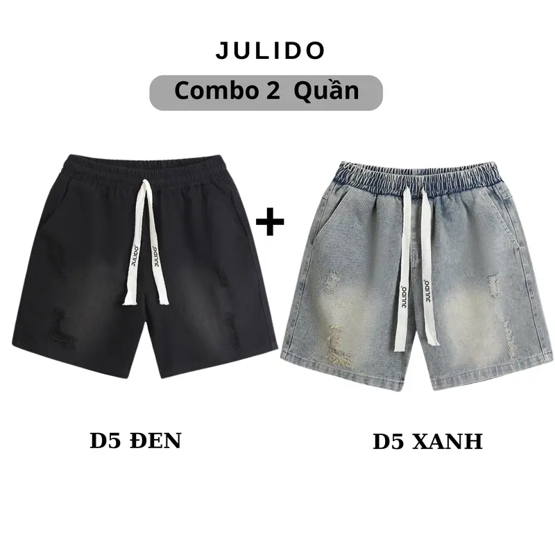 COMBO 2 Quần short jean nam JULIDO co giãn thoải mái S Black_T2