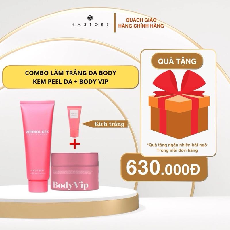COMBO KEM TÁI TẠO VÀ DƯỠNG DA BODY HM STORE KEM PEEL DA & BODY VIP có tặng kèm kích trắng 20gram