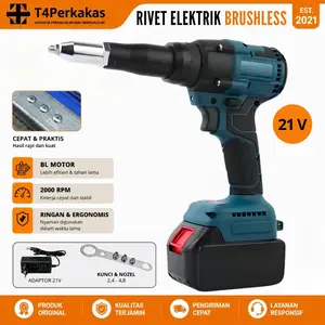Rivet Gun Elektric Brushless 20V Tang Rivet Cordles Otomatis 2,4-4,8 Tang Keling Alumunium