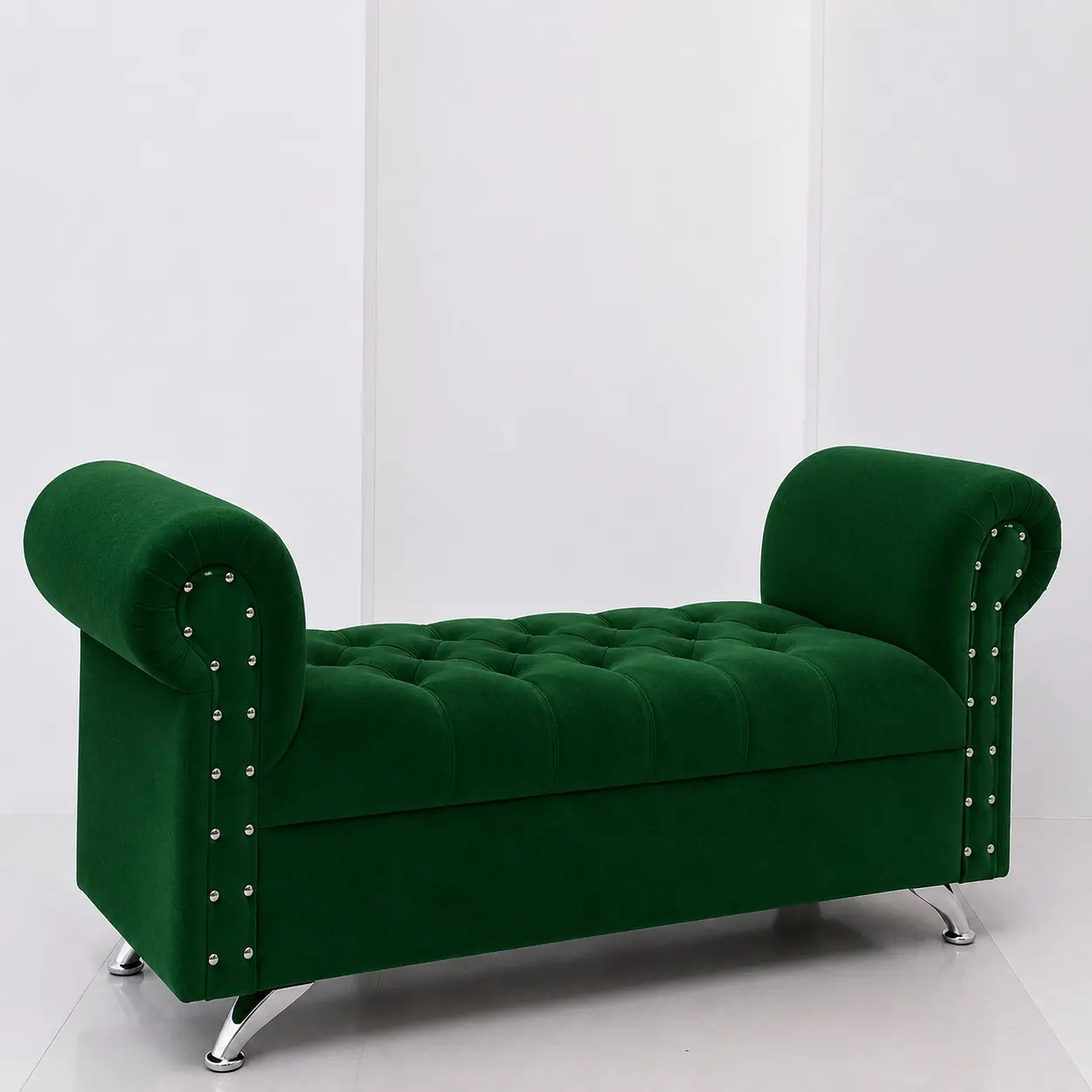Set Sofa Elegan Warna Merah – Chaise Lounge + Stool Bulat Kayu Sofa Ruang Tamu