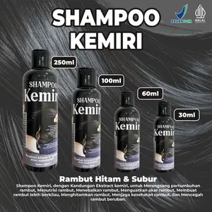 Shampo Kemiri Hitam 60 ml - Shampo Penghitam Rambut Shampo Pemanjang Rambut Menebalkan Rambut Anti Ketombe Kemiri Bakar Hitam