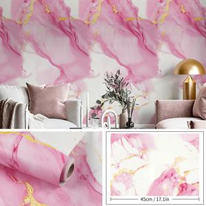 Rollo de Papel Tapiz Autoadhesivo con Textura de Mármol, Estilo Romántico y Lujoso, Papel de Pared Impermeable, Decoración para el Hogar, Sala de Estar y Dormitorio