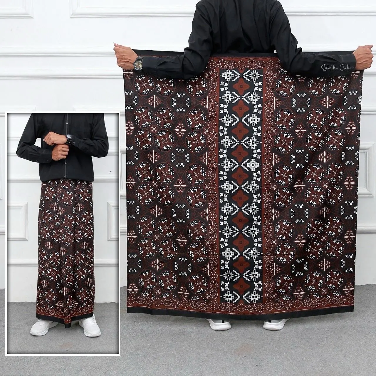 Alia Putri - Sarung Batik Motif Bakaran Abu Ukuran Dewasa Muslim Printing Katun Sarung Santri Lebaran  Ramadhan