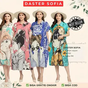 Paket Isi 4 Daster Sofia Krah Busui Resleting Bahan Rayon Adem Motif Viral Kekinian Random Lembut Menyusui