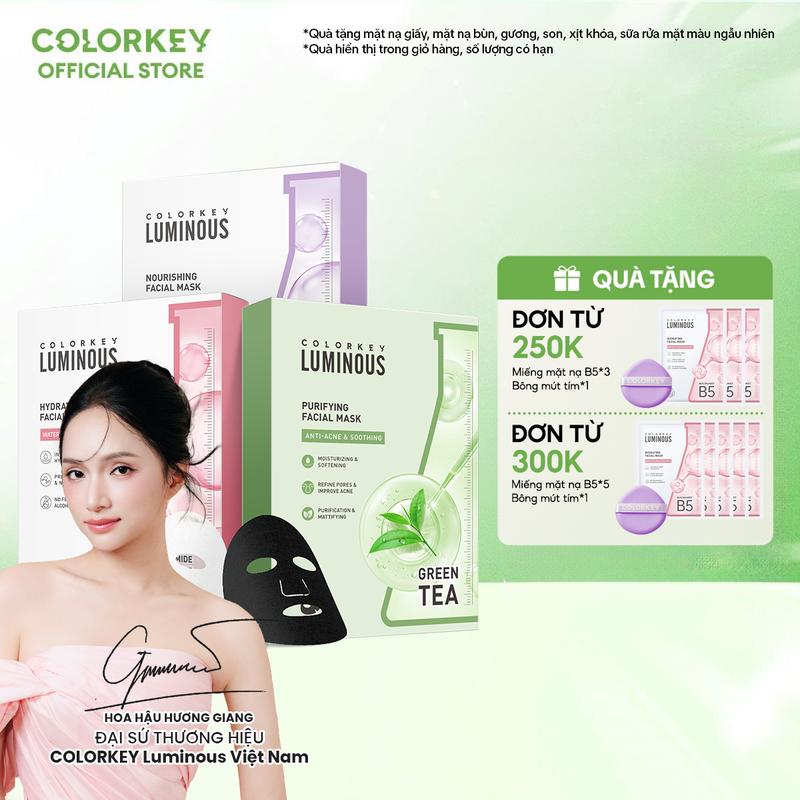   TỰ CHỌN  Combo 3 Hộp Mặt Nạ COLORKEY LUMINOUS Hỗ Trợ Cấp Ẩm Và Giảm Dầu Thừa 10 miếng hộp 