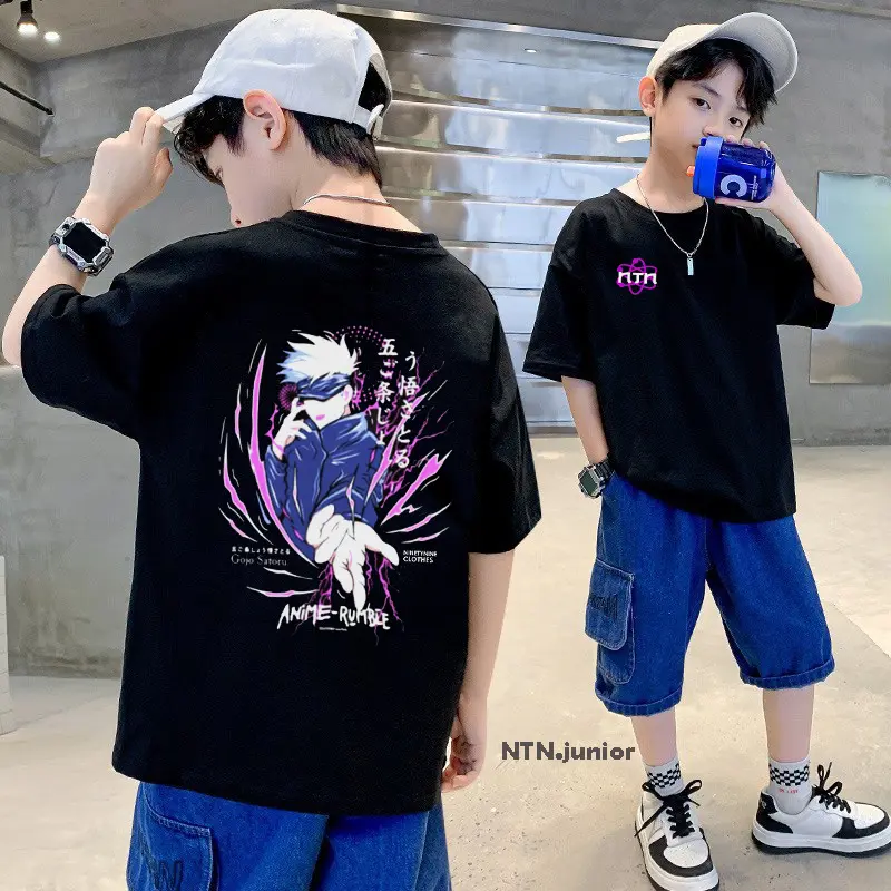 Baju Kaos anak Laki Laki Tanggung Umur 9-16 Tahun Kwalitas Distro Anime Gojo Satoru Jujutsa Kaisen
