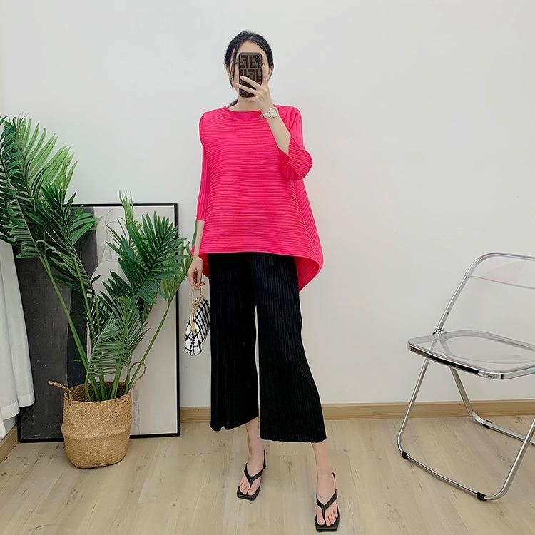  Áo thun lò xo thiết kế họa tiết thanh lịch phối tay dài vạt xòe che khuyết điểm freesize co giãn tốt - 55kg.Linh 
