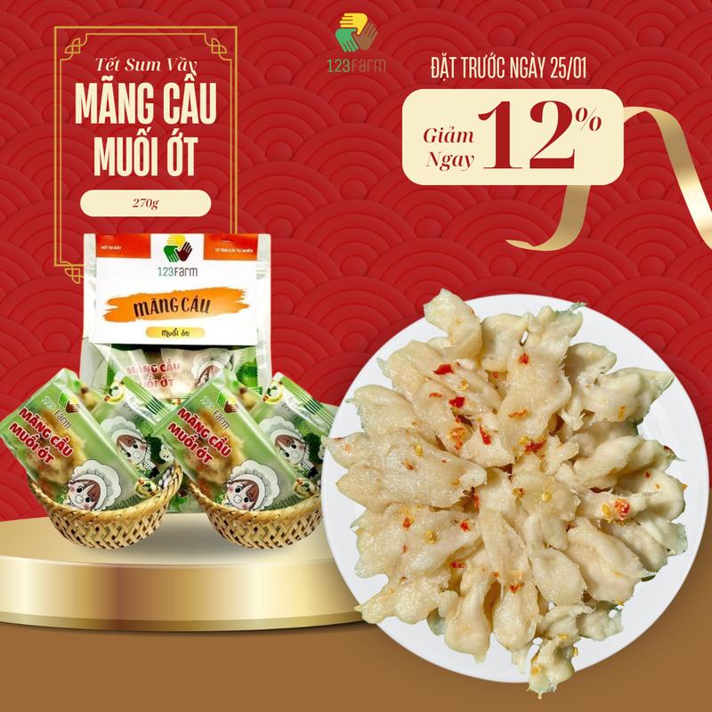  Mãng cầu sấy dẻo muối ớt 123 FARM – chua cay tự nhiên ăn vặt healthy – Gói 270g 