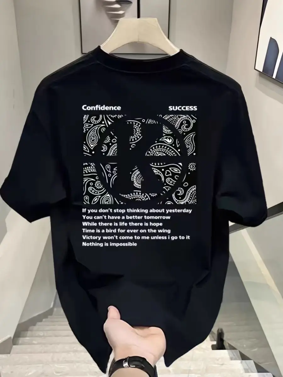 Summer - Ready Stylish Unisex T - shirt with Breathable Cotton Print Design Loose Fit Round Neck Comfortable for Matching Couple Appearances and Summer Park Walks​