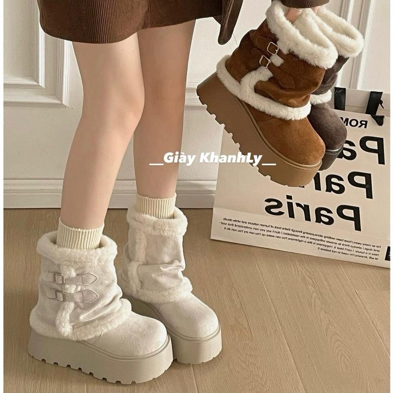 SẴN HÀNG Bốt Nữ Thu Đông Đế Cao 3 màu cổ lông hàng QCCC VALEN-mã168-5