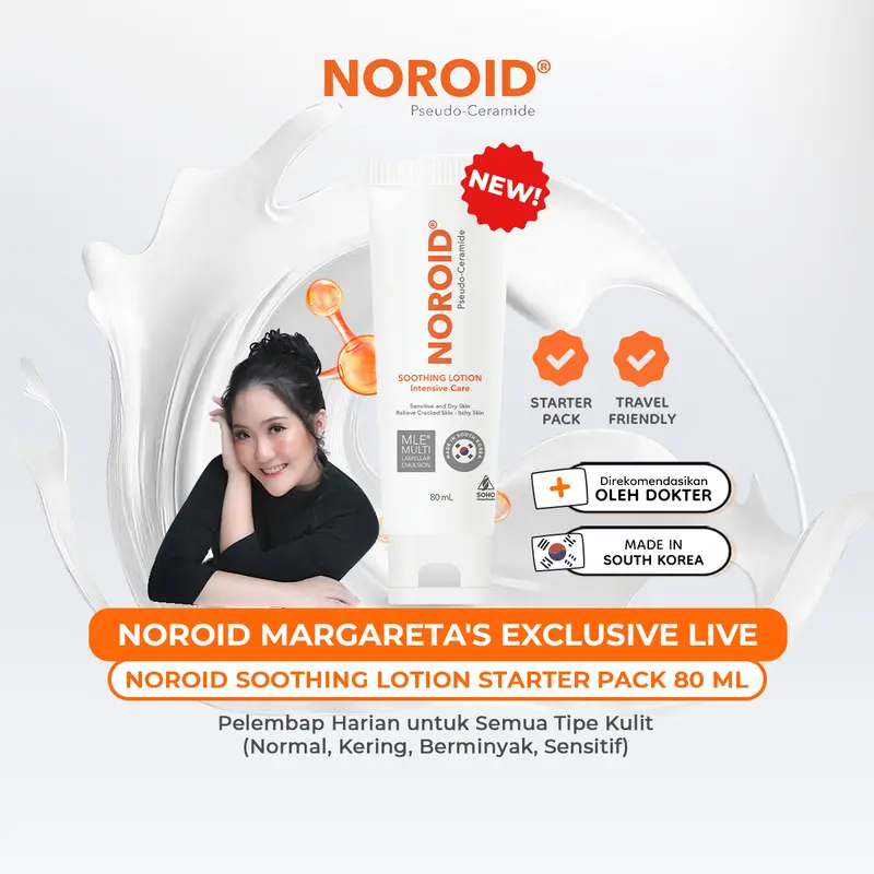 Noroid Soothing Lotion Pelembap Moisturizer Harian Untuk Semua Tipe Kulit (Normal, Kering, Berminyak, Sensitif) - [Starter Pack 80ml] 2