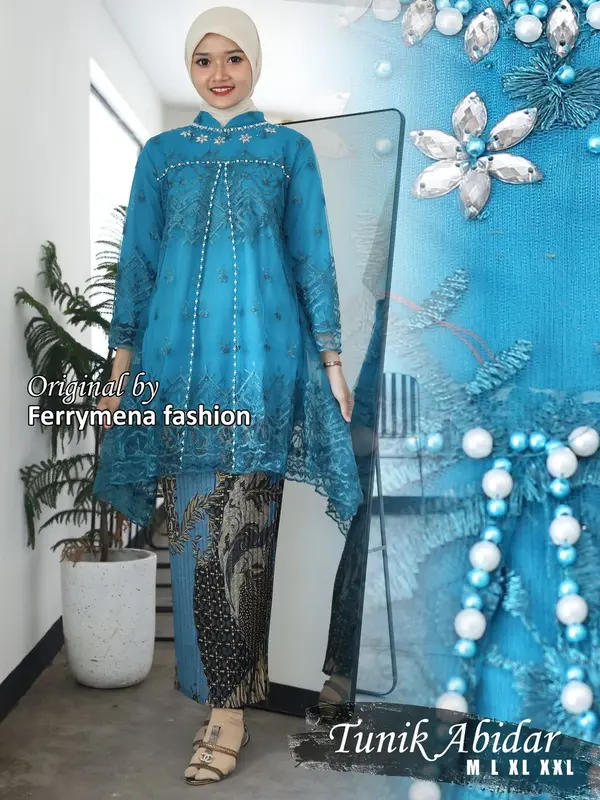 SET KEBAYA MODERN TUNIK ABIDAR PAYET BAJU SERAGAM PESTA ELEGAN KEBAYA KONDANGAN MEWAH KEKINIAN 2