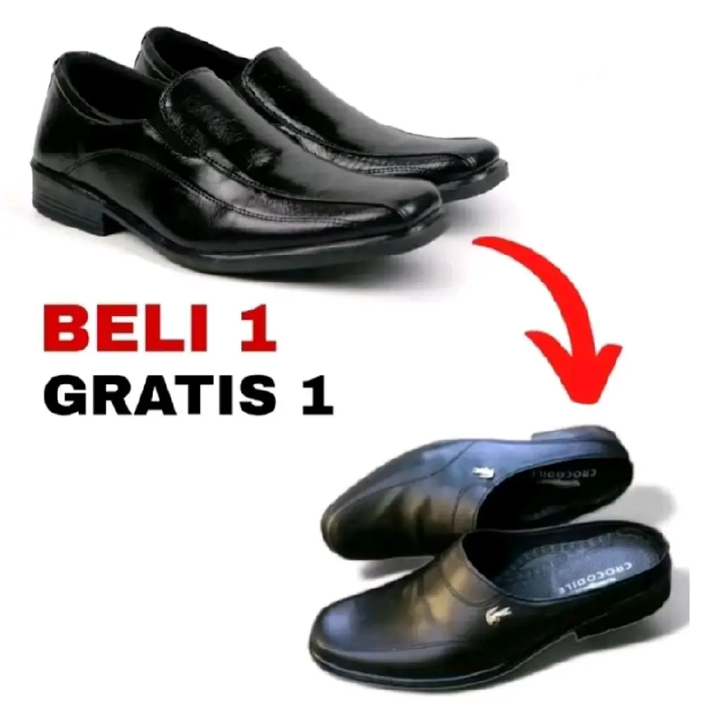 Crocodile Promo Sepatu Kantor Pria Beli 1 Gratis 1 Sepatu Slop Kantor Pria