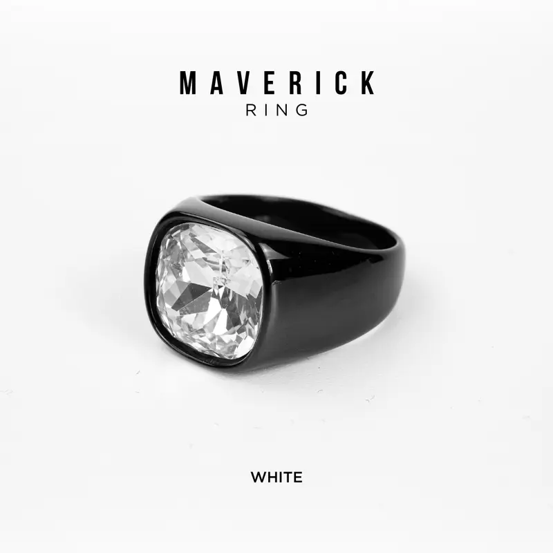 PROJECT NINETYSEVEN - MAVERICK Ring - Cincin Pria Wanita, Permata, Titanium, Mewah, Elegan, Cincin Anti Karat, Anti Luntur Aksesoris Black (BELI 3 GRATIS 1) 4