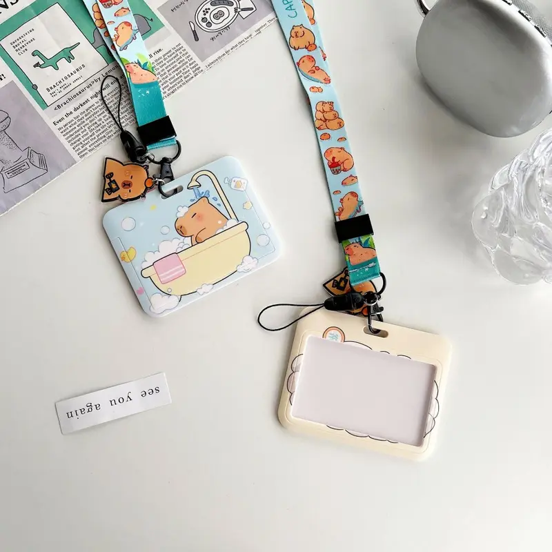 Chủ thẻ Capybara, Thiết kế hoạt hình, Cầm Tay Phong cách Hàn Quốc, Chủ thẻ ảnh động vật, Vỏ bảo vệ thẻ, có Dây buộc, Thích hợp cho sinh viên và thẻ xe buýt, Vỏ bọc cho sinh viên / bé gái 7