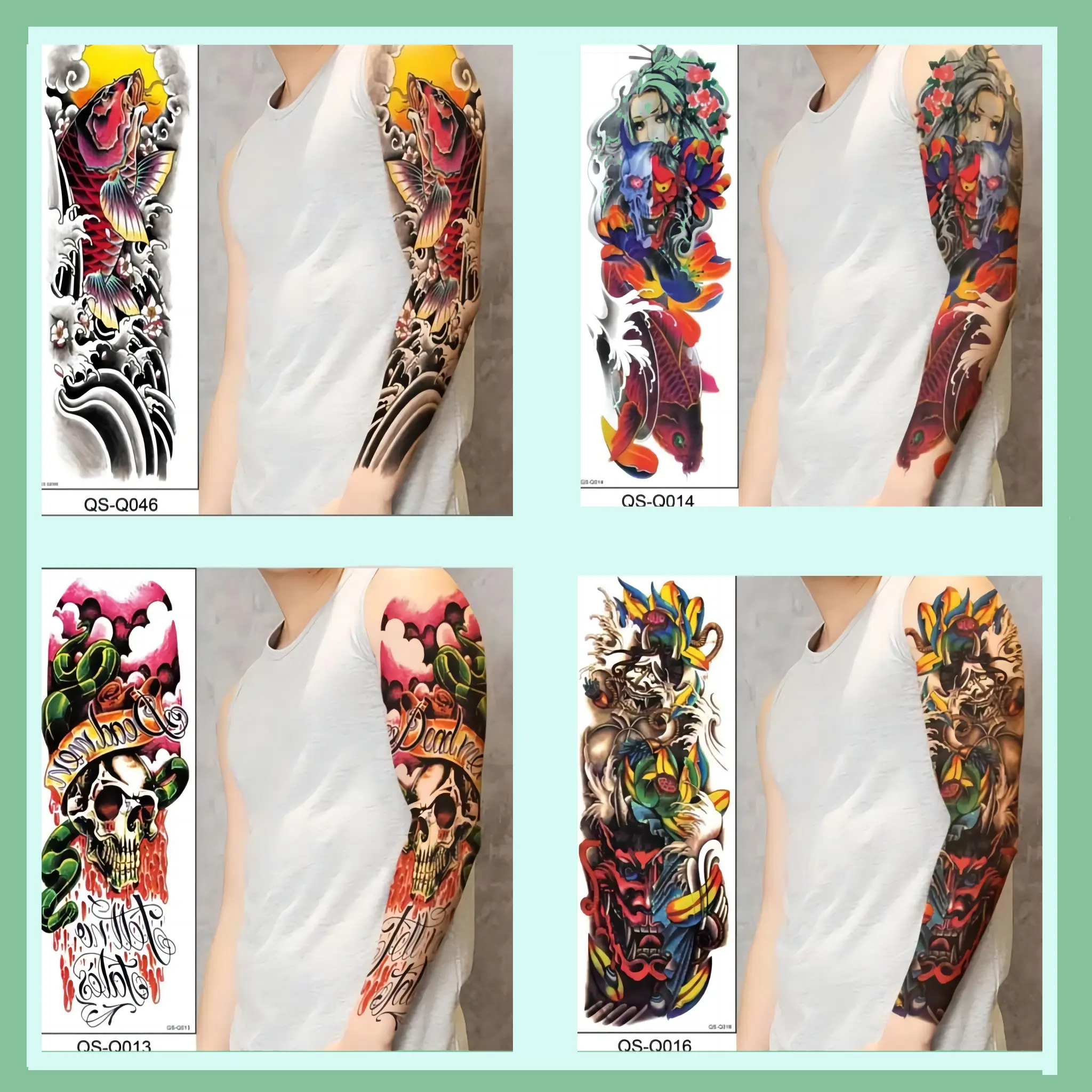 Full Arm tattoo temporer temporary tato Stiker Tato Temporer Tubuh Penuh Lengan Besar Uniseks Tahan Air Wanita Bunga tattoo halal