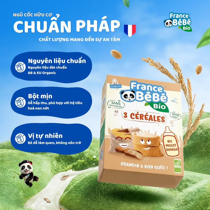Bột ngũ cốc ăn hữu cơ France Bebe Bio cho trẻ từ 4 tháng tuổi có 2 vị Vani và…