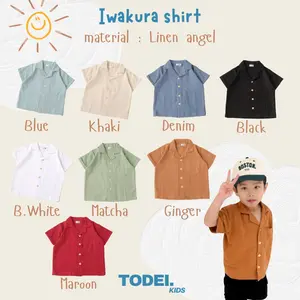 Todei.kids Kemeja Atasan Lengan Pendek Anak Laki Laki Casual Linen Angel Premium 1 Sampai 6 Tahun / Kemeja Iwakura