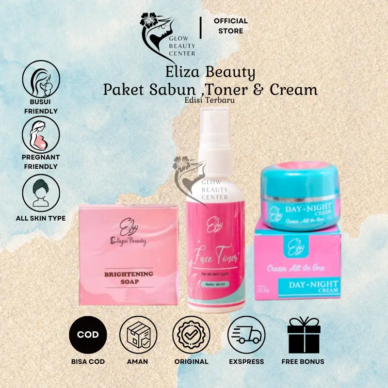 Eliza Beauty Paket Lengkap Perawatan Wajah Sabun Toner & Cream Untuk Mencerahkan Memutihkan Mengencangkan Pelembab Facial 0