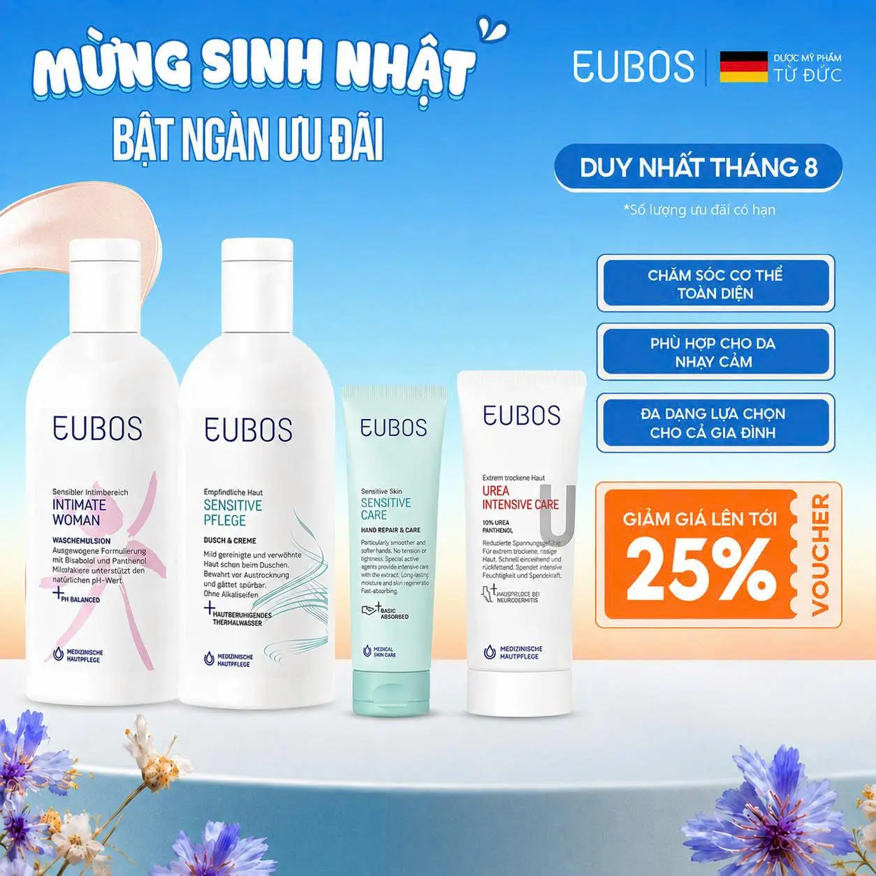 [EUBOS CHÍNH HÃNG] Kem Dưỡng Ẩm Da Tay & Móng và Kem Dưỡng Da Chân, Giảm Nứt Gót